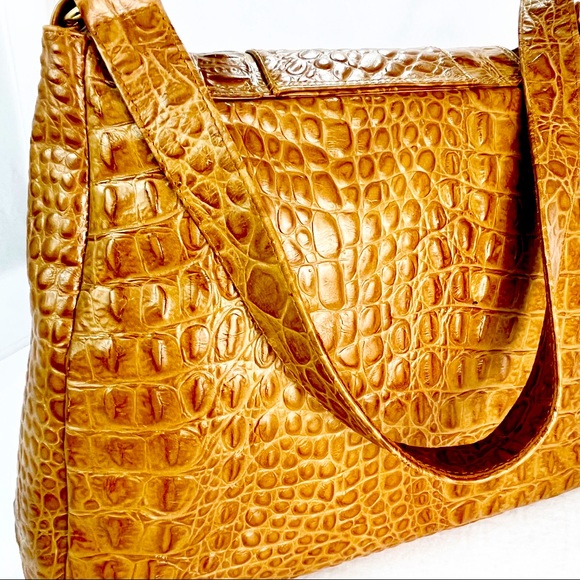 NWOT Tan Croc Leather Handbag - Picture 3 of 6